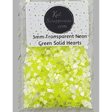 3mm Transparent Neon Green Solid Heart Sequins - Kat Scrappiness