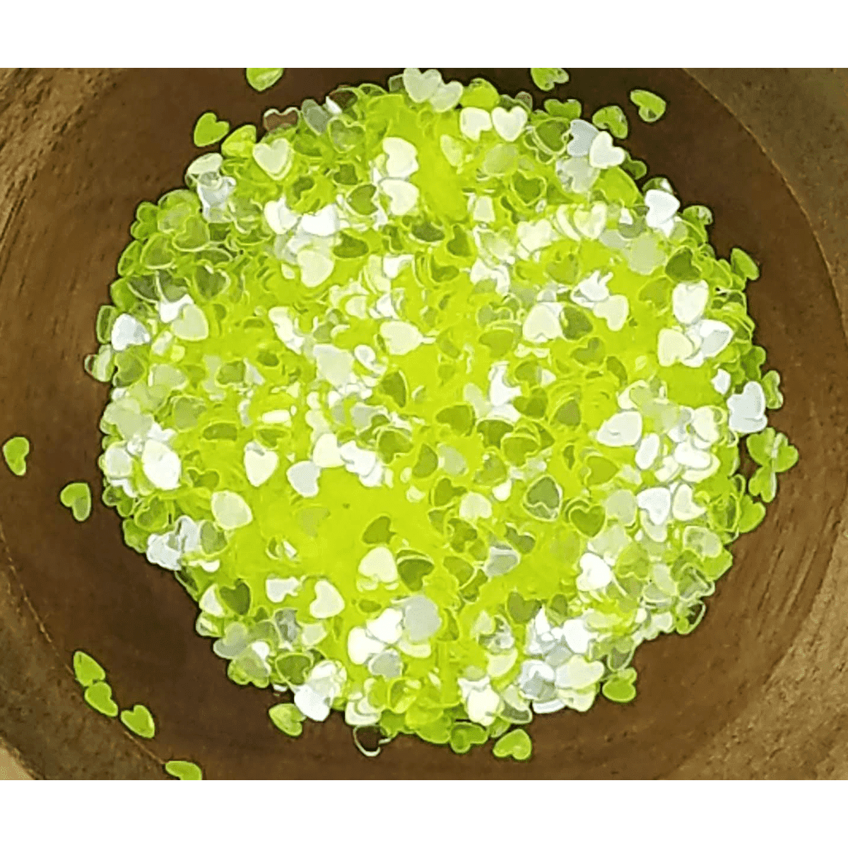 3mm Transparent Neon Green Solid Heart Sequins - Kat Scrappiness