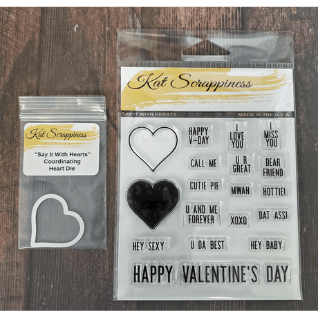 "Say It With Hearts" 4" x 4" Stamp & Die Bundle by Kat Scrappiness - Kat Scrappiness