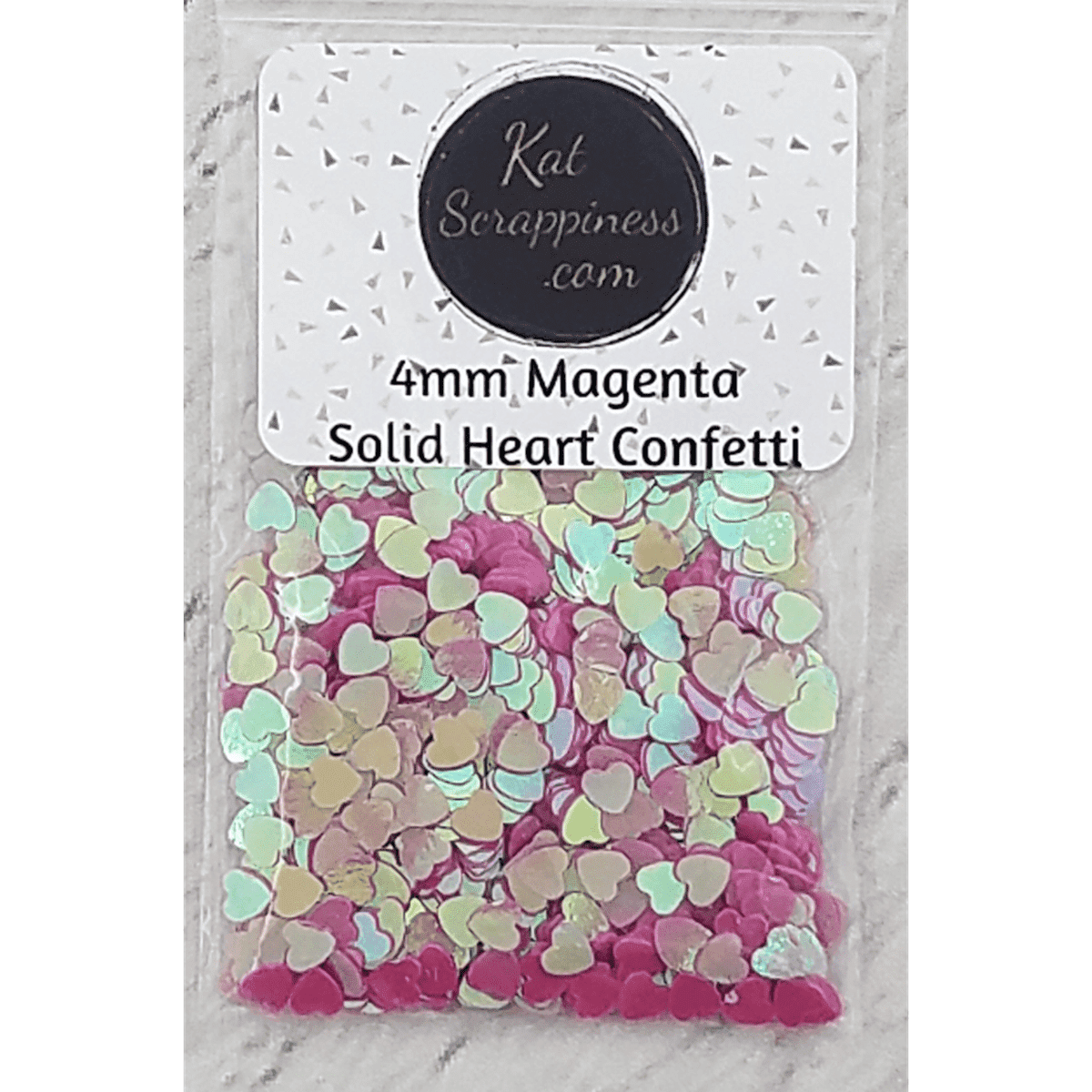 4mm Magenta (AB) Solid Heart Sequins - Kat Scrappiness