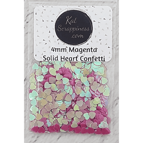 4mm Magenta (AB) Solid Heart Sequins - Kat Scrappiness