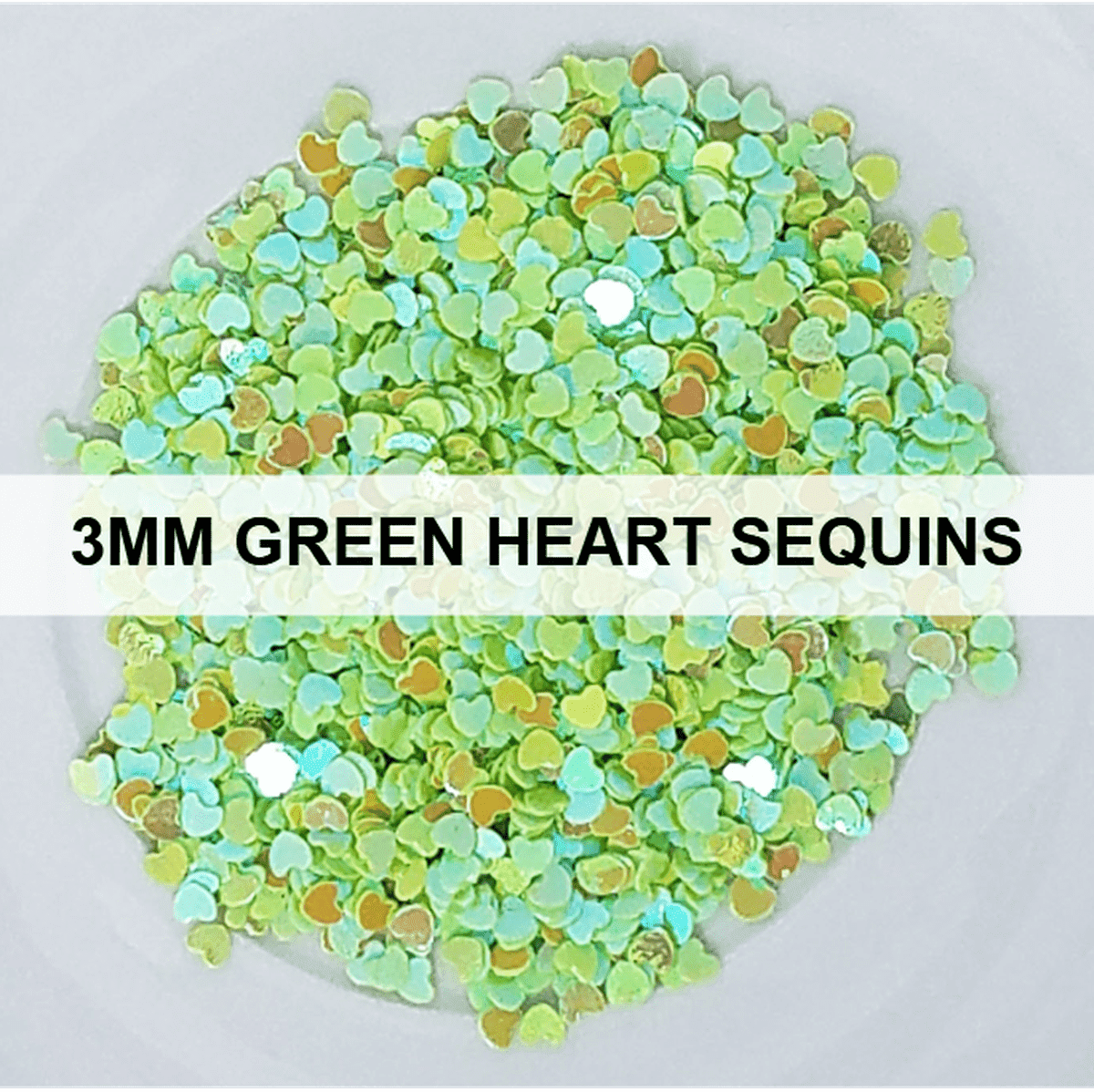 3mm Green Heart Sequins - Kat Scrappiness