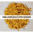 3mm Laser Gold Star Sequins