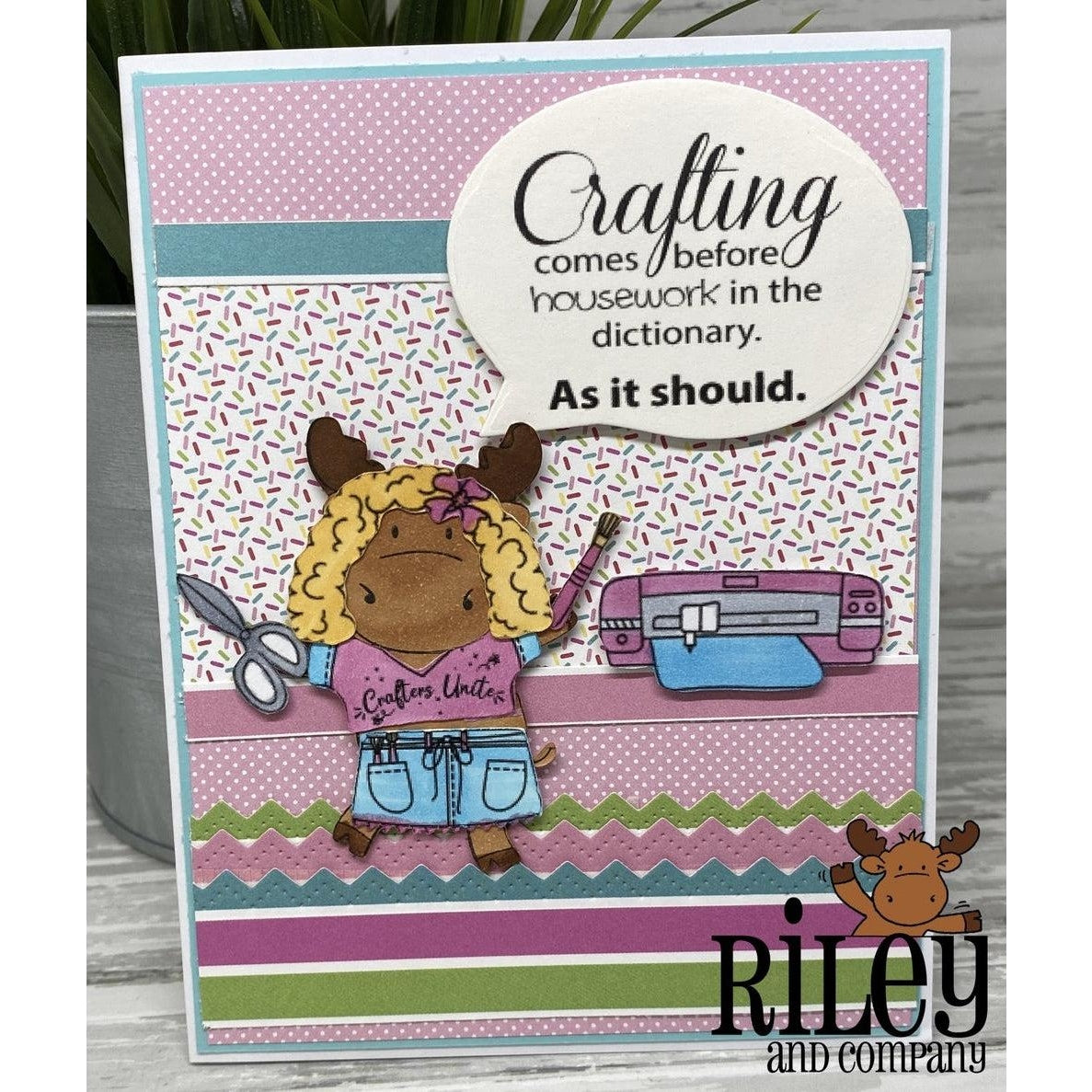 Crafting Comes Before Housework Cling Stamp by Riley & Co