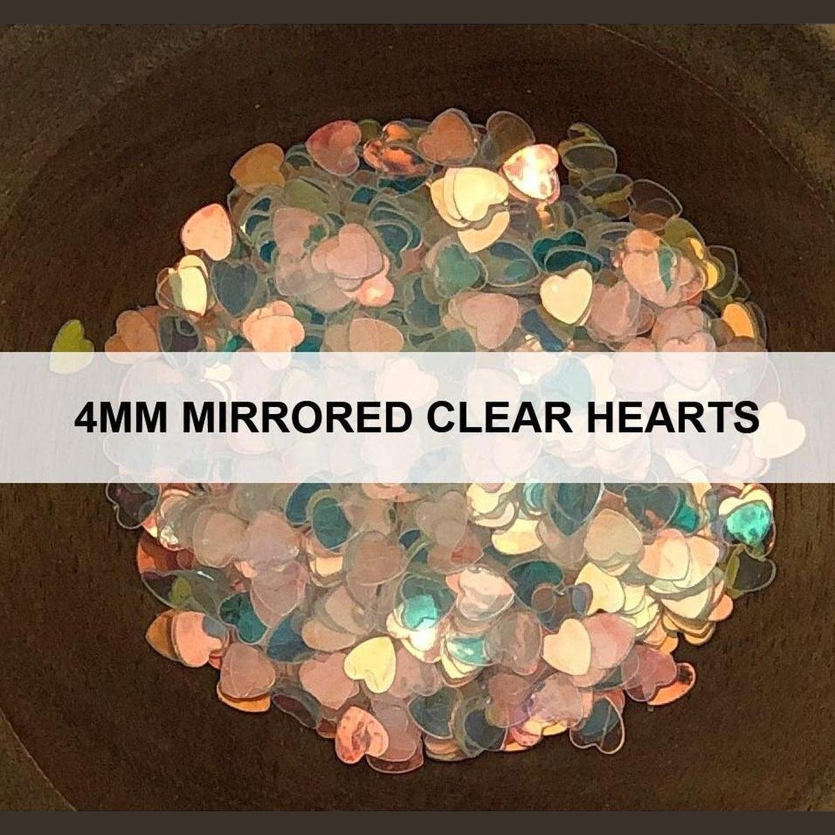 4mm Mirrored Clear Hearts - Sequins - Kat Scrappiness