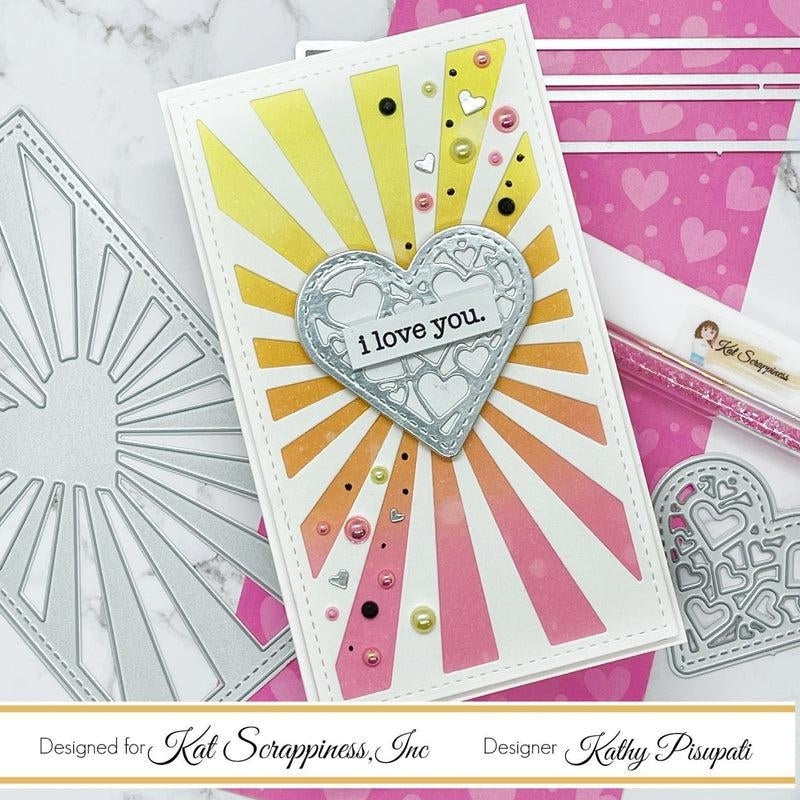 Mini Slimline Heart Sunburst Craft Die