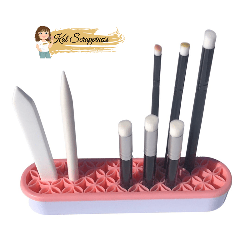 Silicone Tool Caddy | Blending Brush Holder | Pink & White