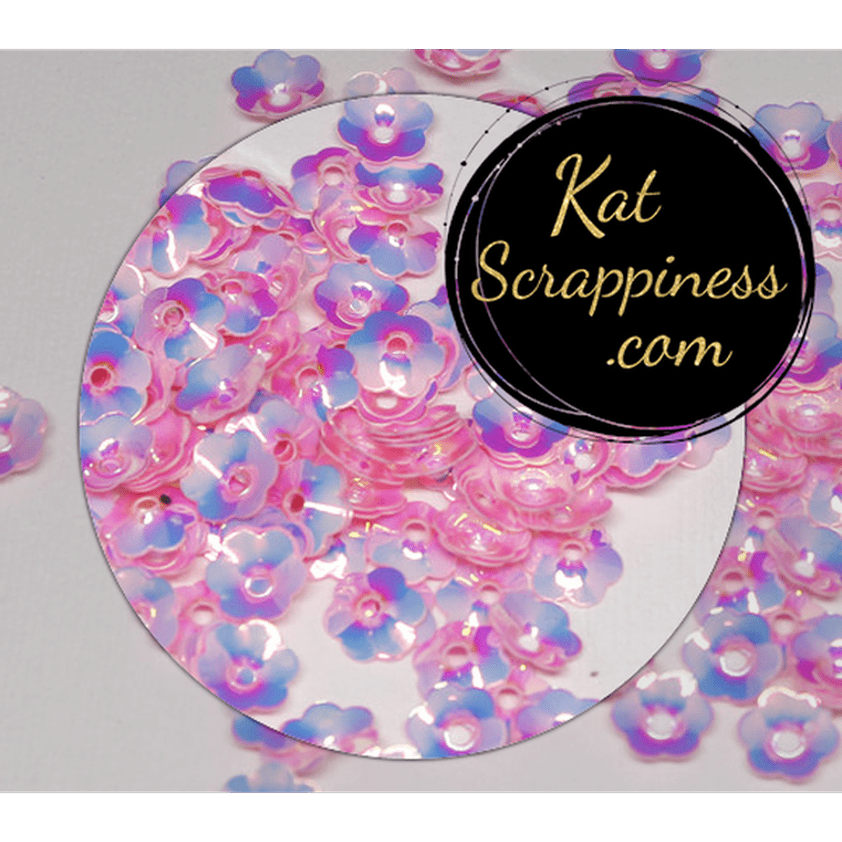 6mm Pink Flower Blossoms Sequins - Kat Scrappiness