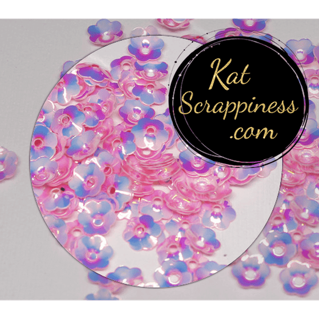 6mm Pink Flower Blossoms Sequins - Kat Scrappiness