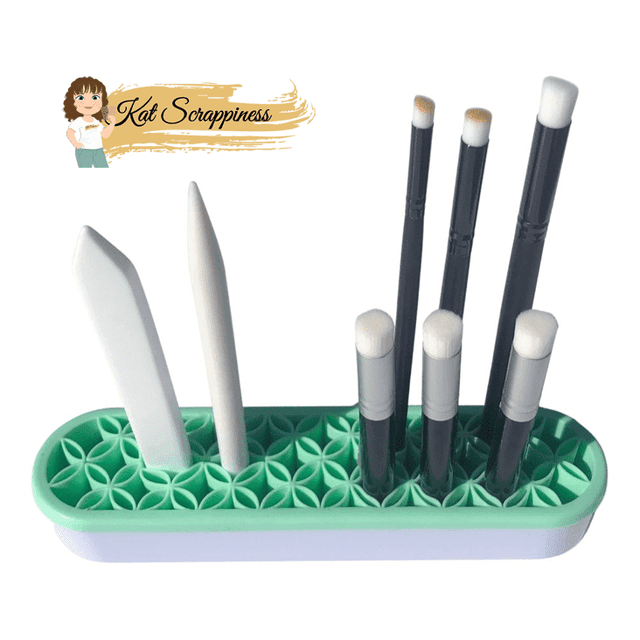 Silicone Tool Caddy | Blending Brush Holder | Teal & White