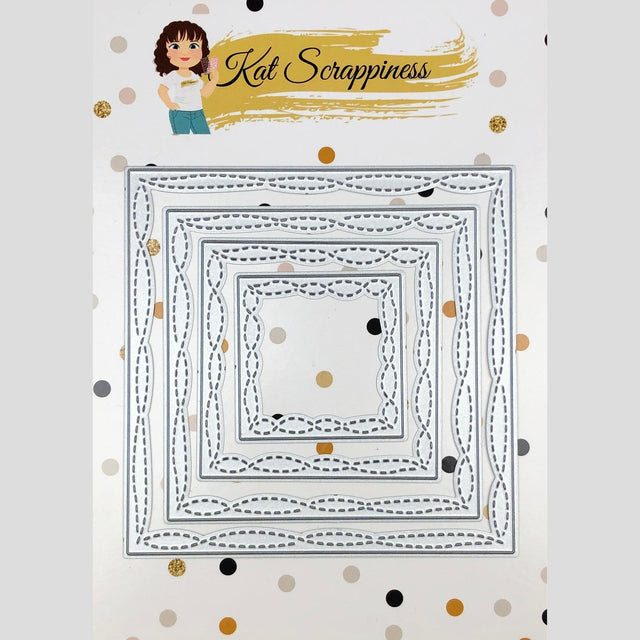 Wonky Wavy Stitched Square Craft Dies