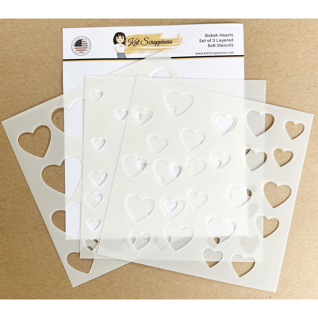 Bokeh Hearts Layering Stencils - 3pk