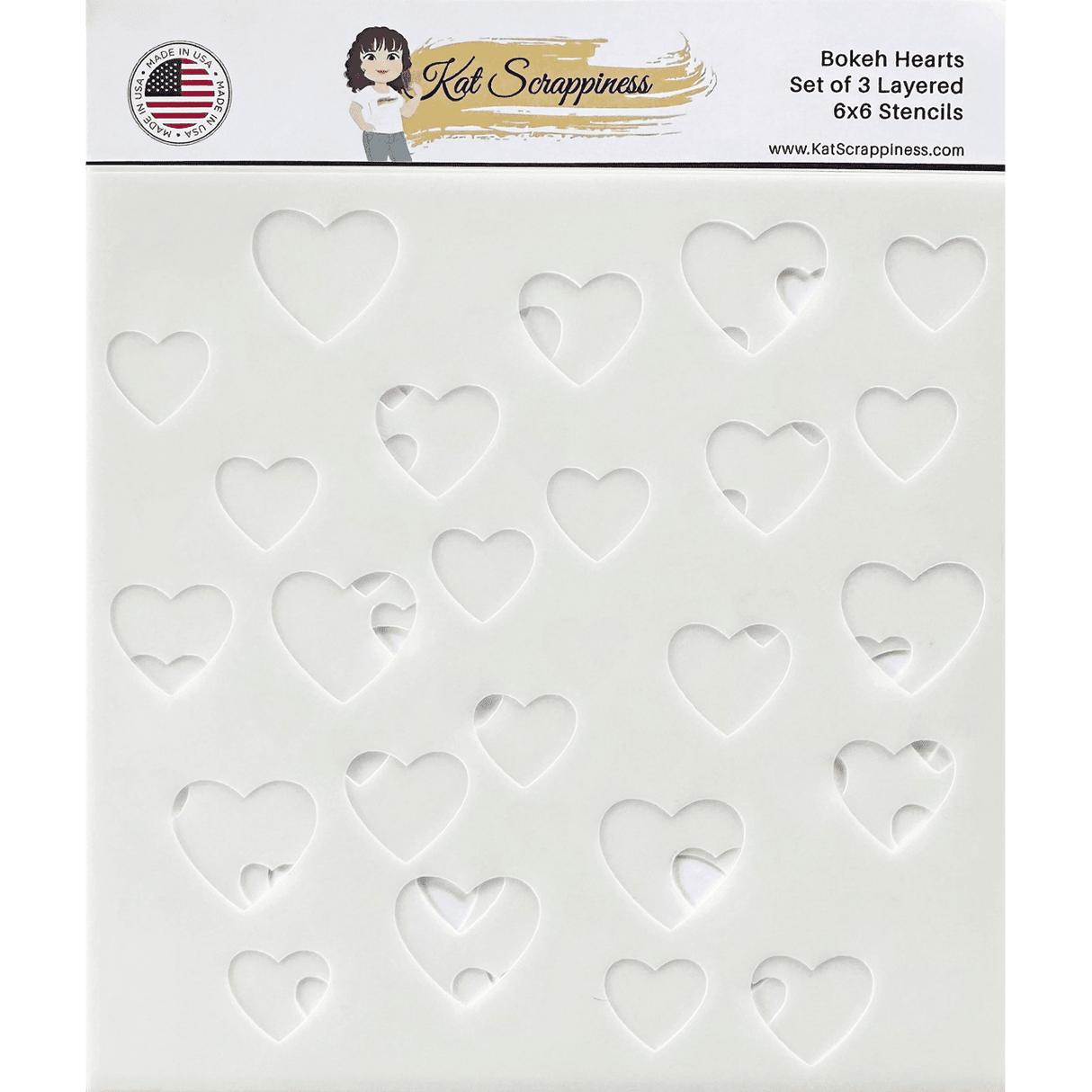 Bokeh Hearts Layering Stencils - 3pk