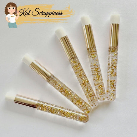 1/2" Stencil & Ink Soft Blending Brushes - Gold Glitter