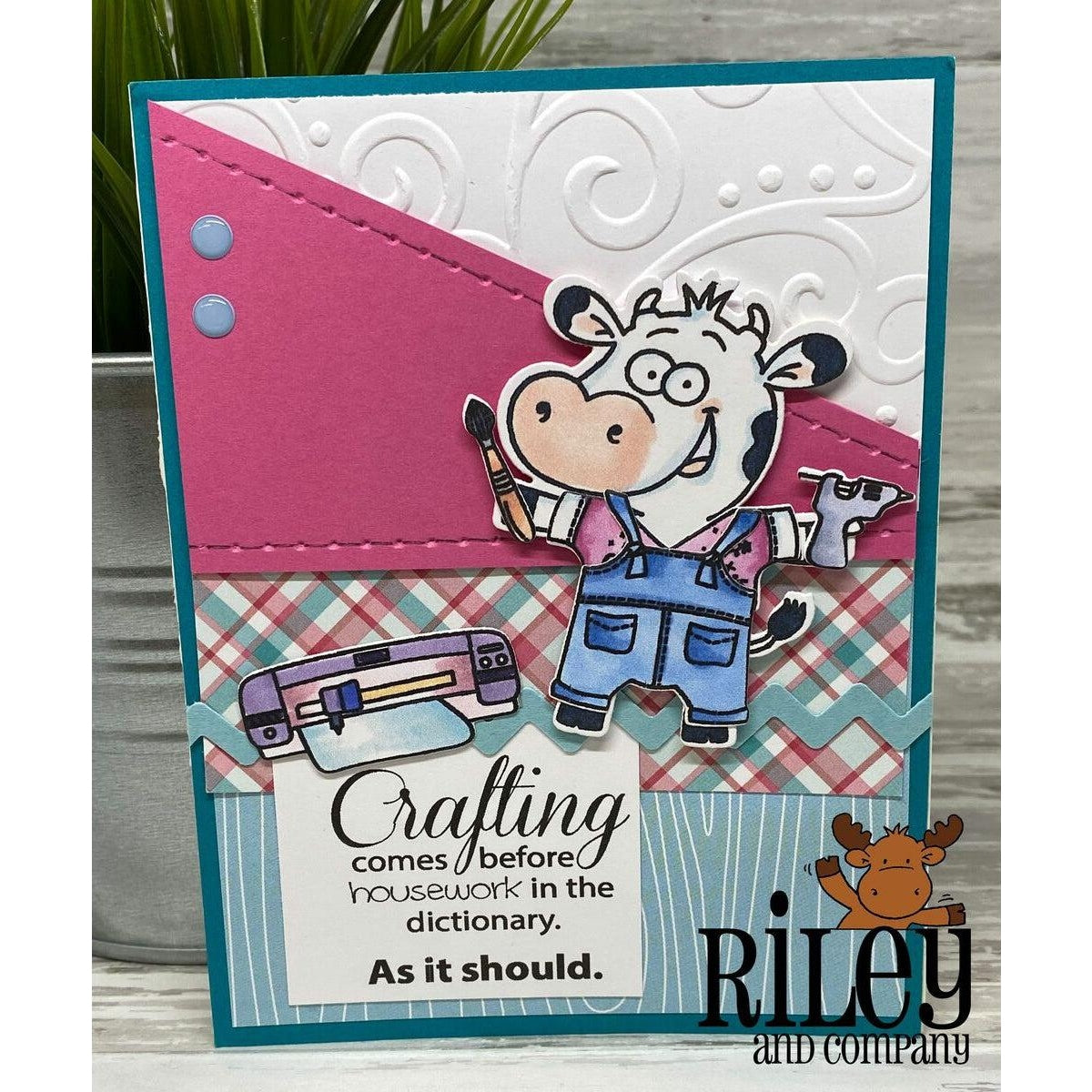 Crafting Comes Before Housework Cling Stamp by Riley & Co