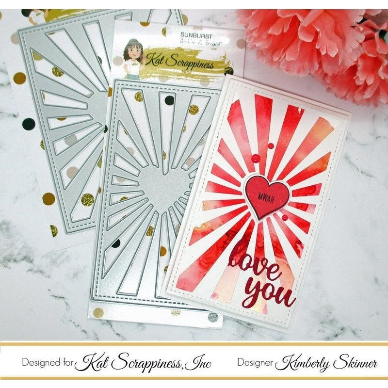 Mini Slimline Heart Sunburst Craft Die