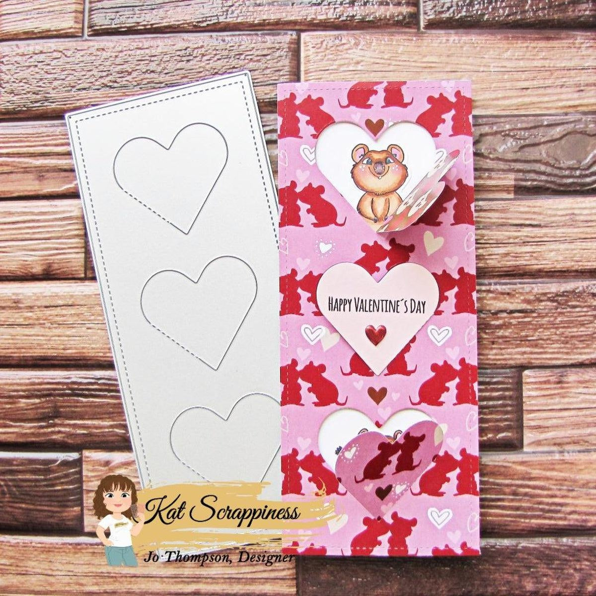 Stitched Peek-a-boo Hearts Slimline Craft Dies - CLEARANCE!